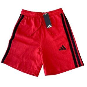 ADIDAS Essentials French Terry 3-Stripes Shorts Mens XS Pure Ruby/Black NWT